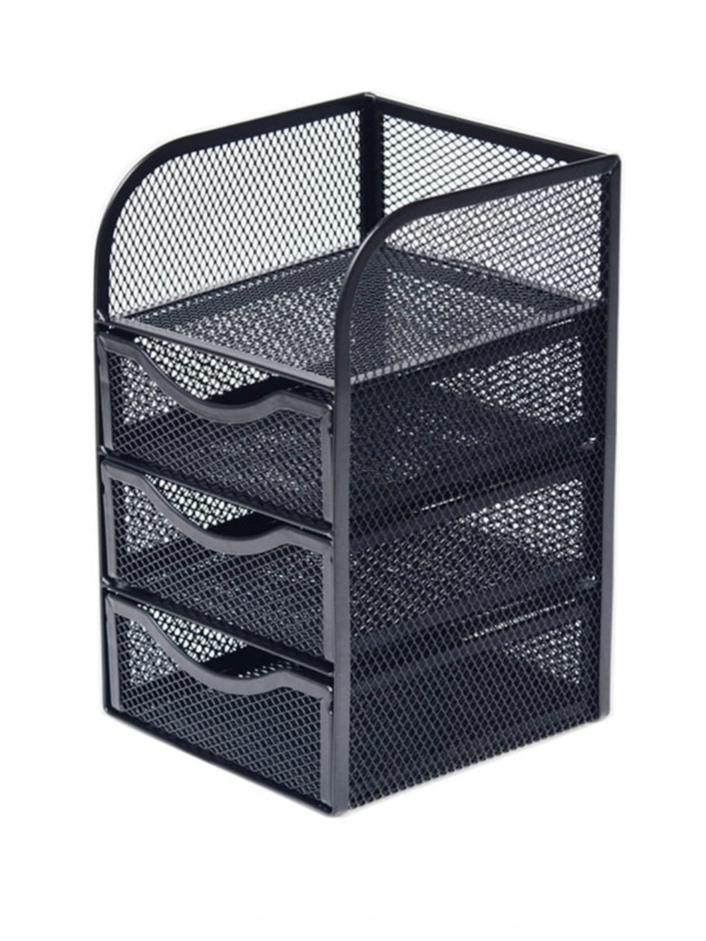 2 Pcs 3-Drawer & Compartment Metal Mesh Office Home Desktop Storage Organizer - Picture 3 of 11